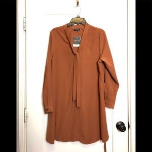 NWT Topshop Rust Orange Pussy Bow Dress